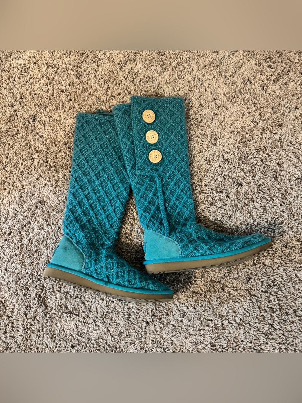 Ugg Australia Teal Knit Button Boots